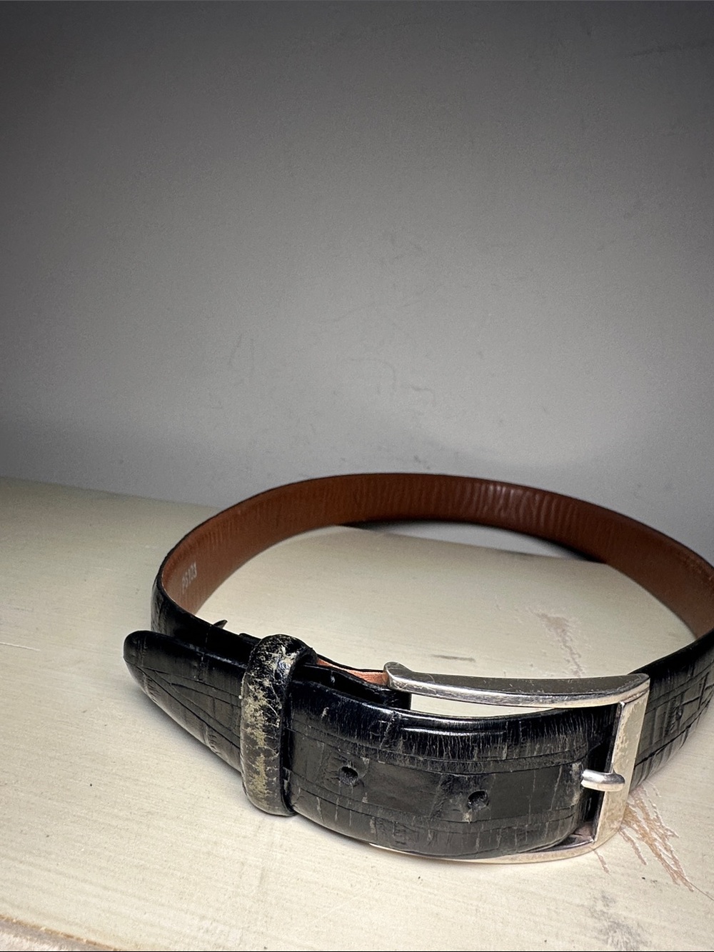 Brighton Black Leather Dress Belt with Silver Buckle